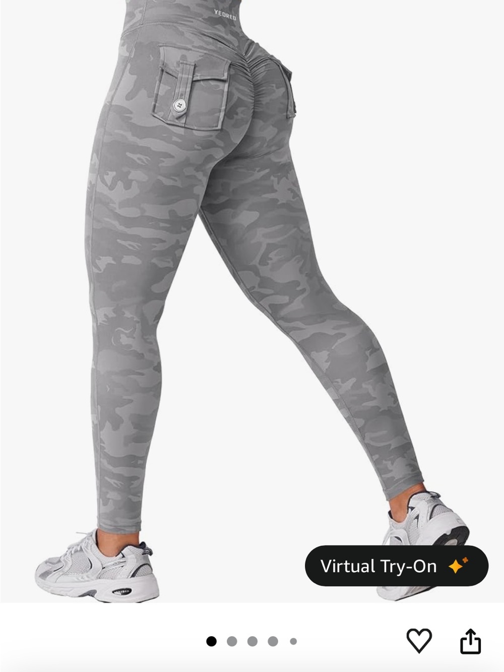 High-Waist Gray Camo Scrunch Leggings